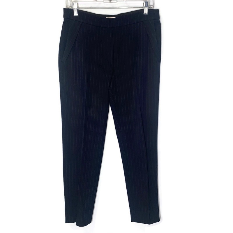 Brunello Cucinelli Navy Pin Stripe Wool Blend Made In Italy Trousers Pants 6, 42
